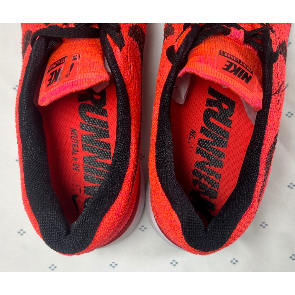 Nike Flyknit Lunar 3 Mens Bright Crimson Black Running Shoes 698181-602 Size 12 - Picture 8 of 9